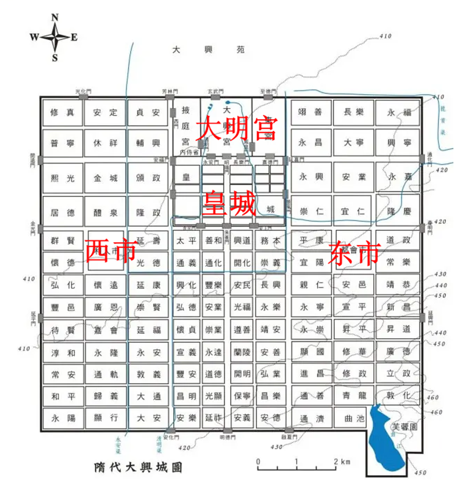 大兴城平面图图片